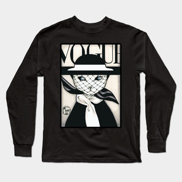 Cat Fashion Model - Retro - 1950s Long Sleeve T-Shirt by Nat Ewert Art